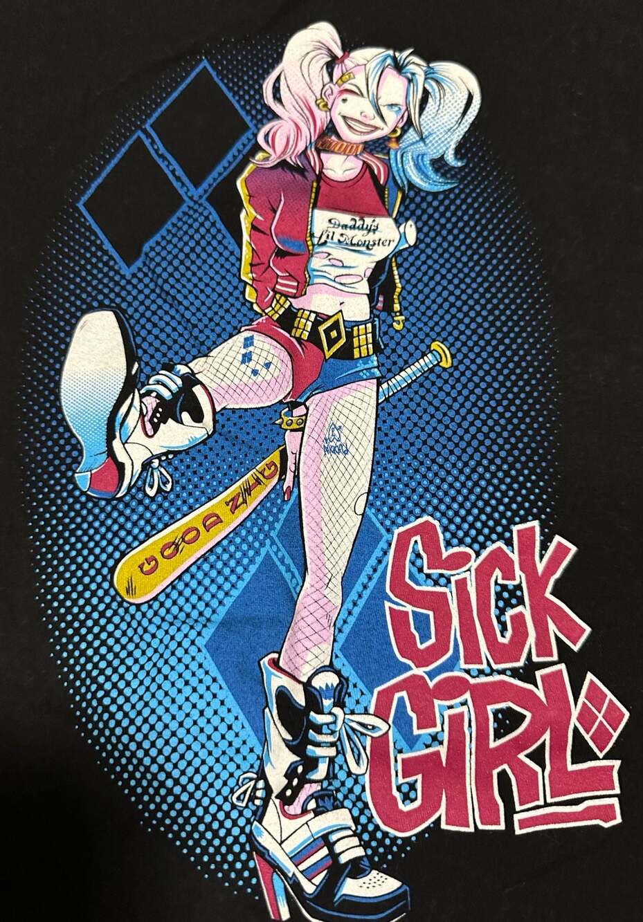 teeVillain Harley Quinn Sick Girl Graphic T-Shirt Size XXL